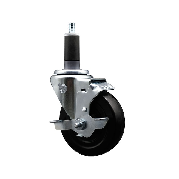 4'' SS Soft Rubber Swivel 1-1/8'' Expanding Stem Caster with Brake